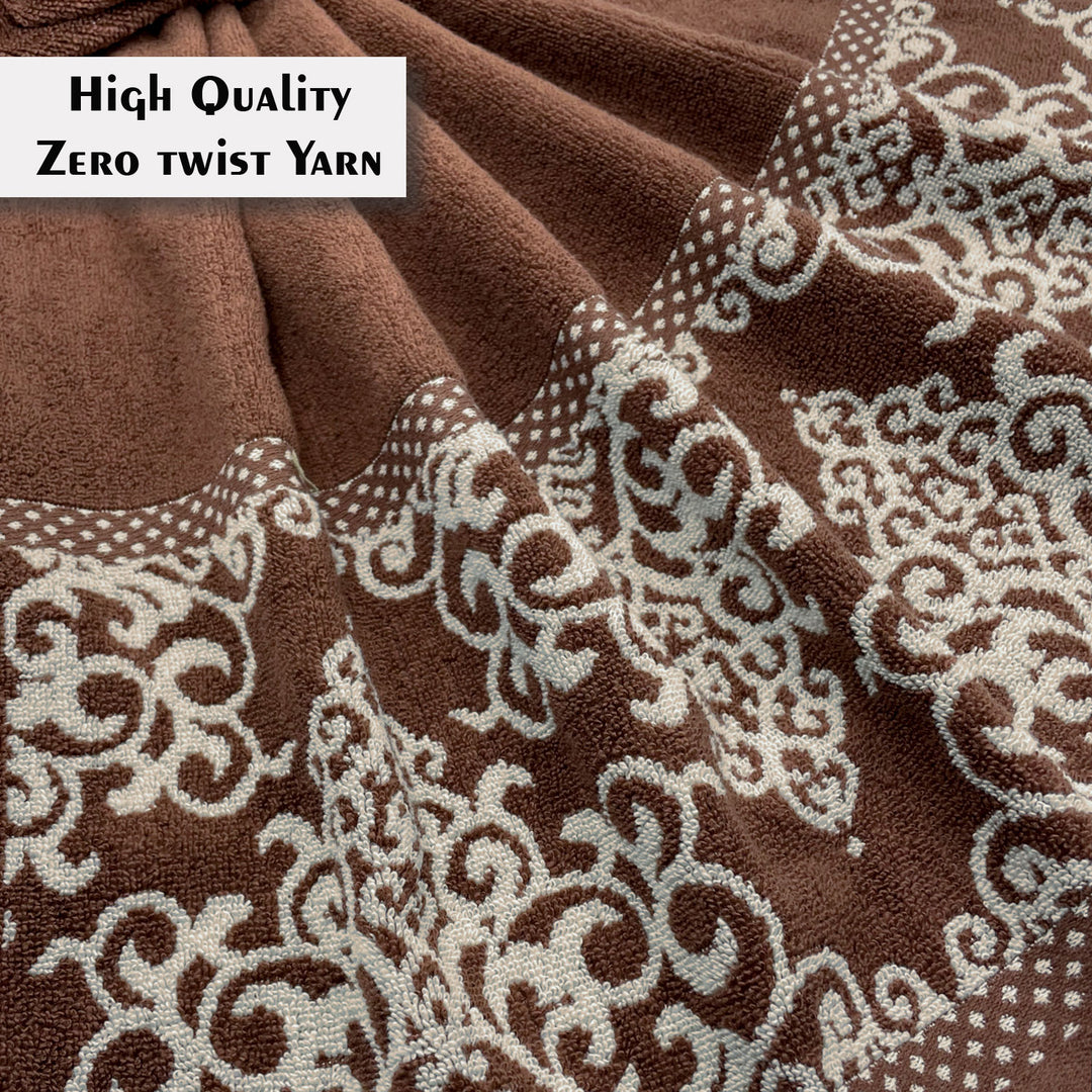 Brown Color Zero Twist 100% Cotton Towel with 380 GSM ( 100% Cotton, Zero-Twist Fabric, Protection Against Microbial Allergies, Highly Absorbent, Lint and Fade Resistant)