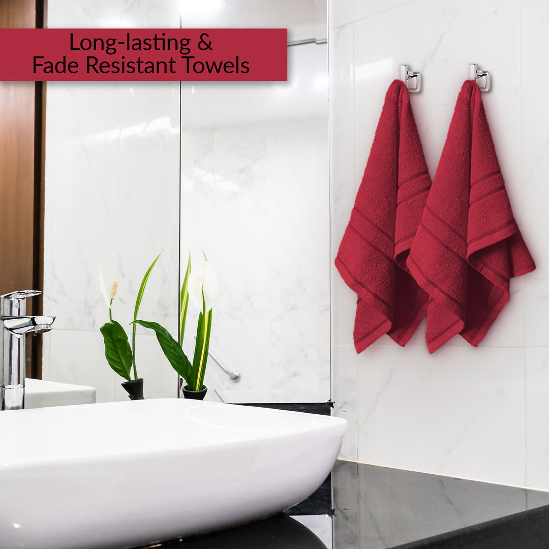 Red Color 100% Cotton Hand Towel Set with 380 GSM