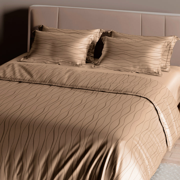 Artemis Italian Jacquard Weave Sateen Cotton Bedsheet- 400 TC (Wave Design)