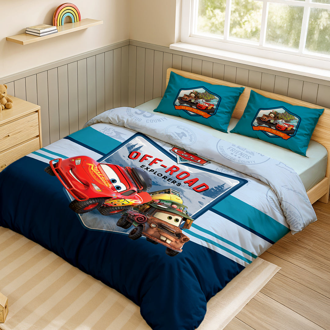 Disney Pixar Cars Digital Printed 300TC Cotton Bedsheet (Off Road)
