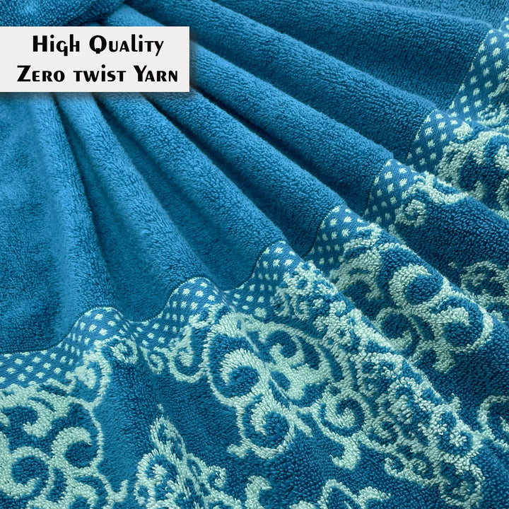 Blue Color Zero Twist 100% Cotton Towel with 380 GSM ( 100% Cotton, Zero-Twist Fabric, Protection Against Microbial Allergies, Highly Absorbent, Lint and Fade Resistant)