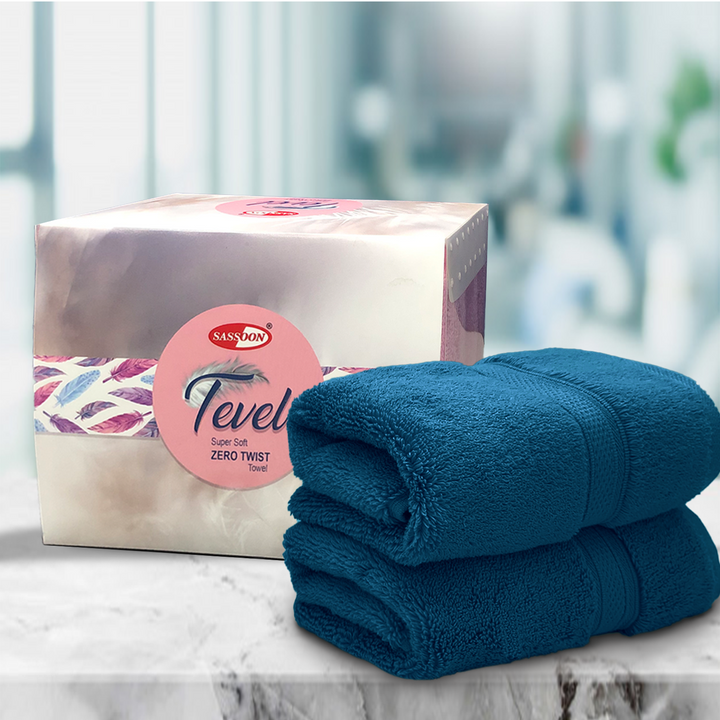 Blue Color Super Soft Zero Twist 100% Cotton Hand Towel with 700 GSM ( 100% Cotton, Zero-Twist Fabric, Protection Against Microbial Allergies, Highly Absorbent, Lint and Fade Resistant) 