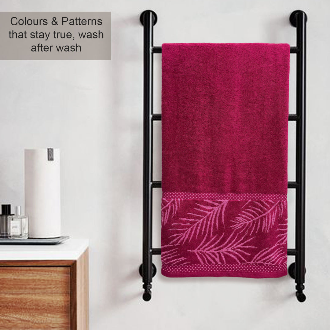 Dark Pink Color Super Soft Zero Twist 100% Cotton Towel with 380 GSM ( 100% Cotton, Zero-Twist Fabric, Protection Against Mircrobial Allergies, Highly Absorbent, Lint and Fade Resistant)