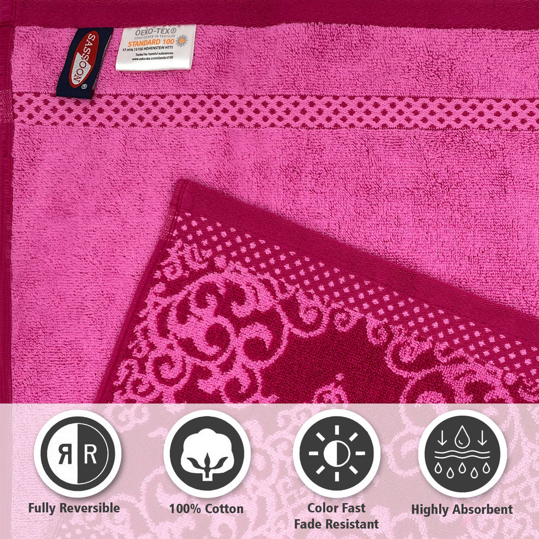 Pink  Color Super Soft Zero Twist 100% Cotton Towel with 380 GSM ( 100% Cotton, Zero-Twist Fabric, Protection Against Microbial Allergies, Highly Absorbent, Lint and Fade Resistant)