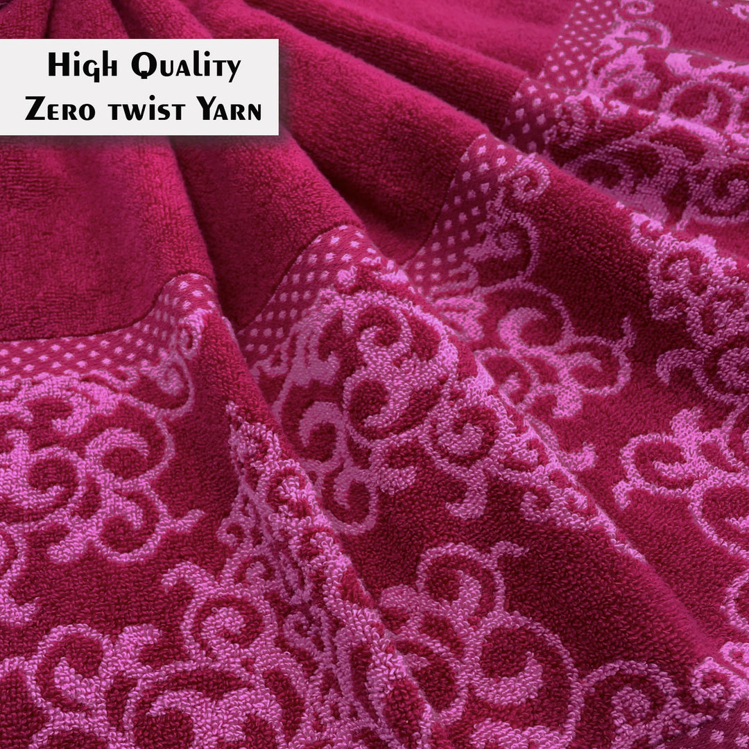 Pink Color Zero Twist 100% Cotton Towel with 380 GSM ( 100% Cotton, Zero-Twist Fabric, Protection Against Microbial Allergies, Highly Absorbent, Lint and Fade Resistant)