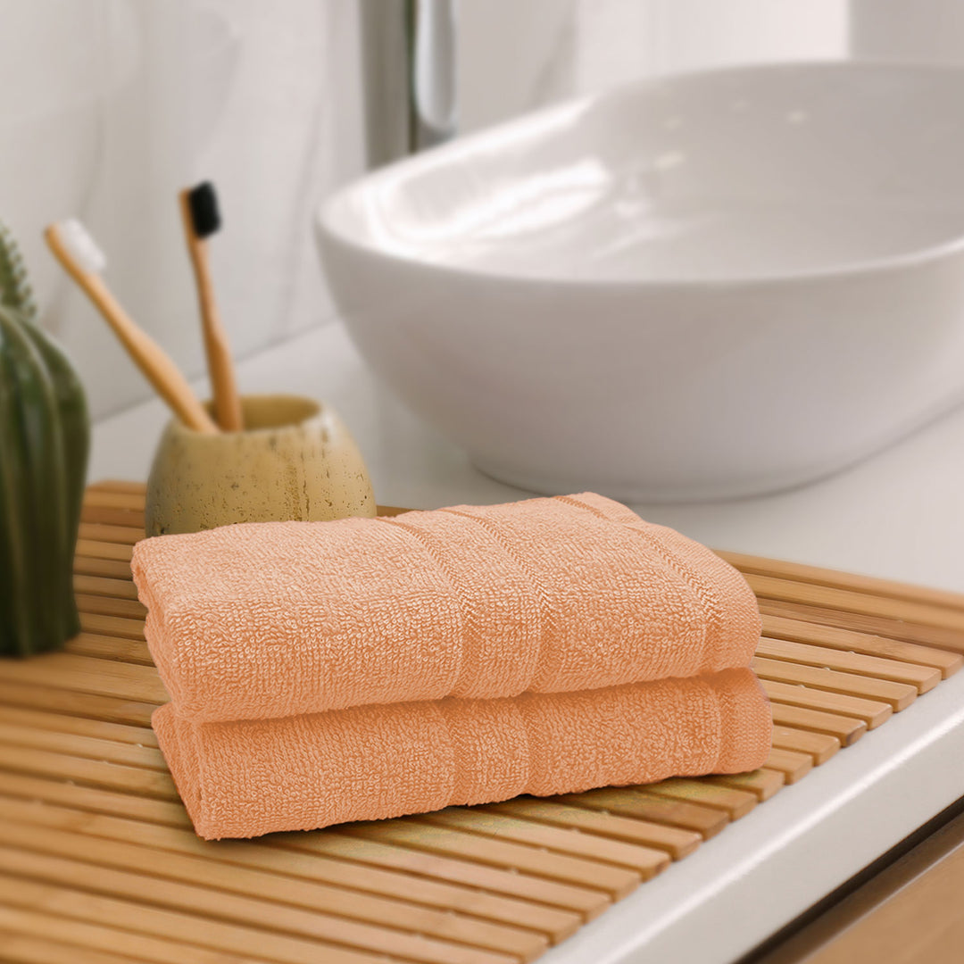 Peach Color 100% Cotton Hand Towel Set with 380 GSM