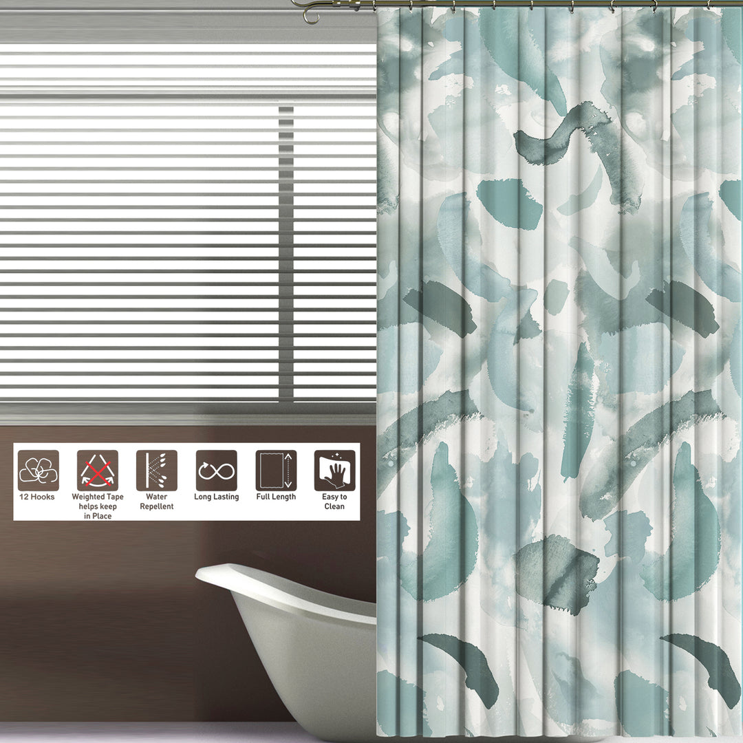 Printed Shower Curtain with Hooks