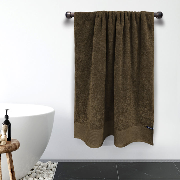 Brown Color Combed Cotton Towel with 650 GSM ( Premium Combed Cotton, High Absorbency, Durable and Long Lasting, Machine Washable)