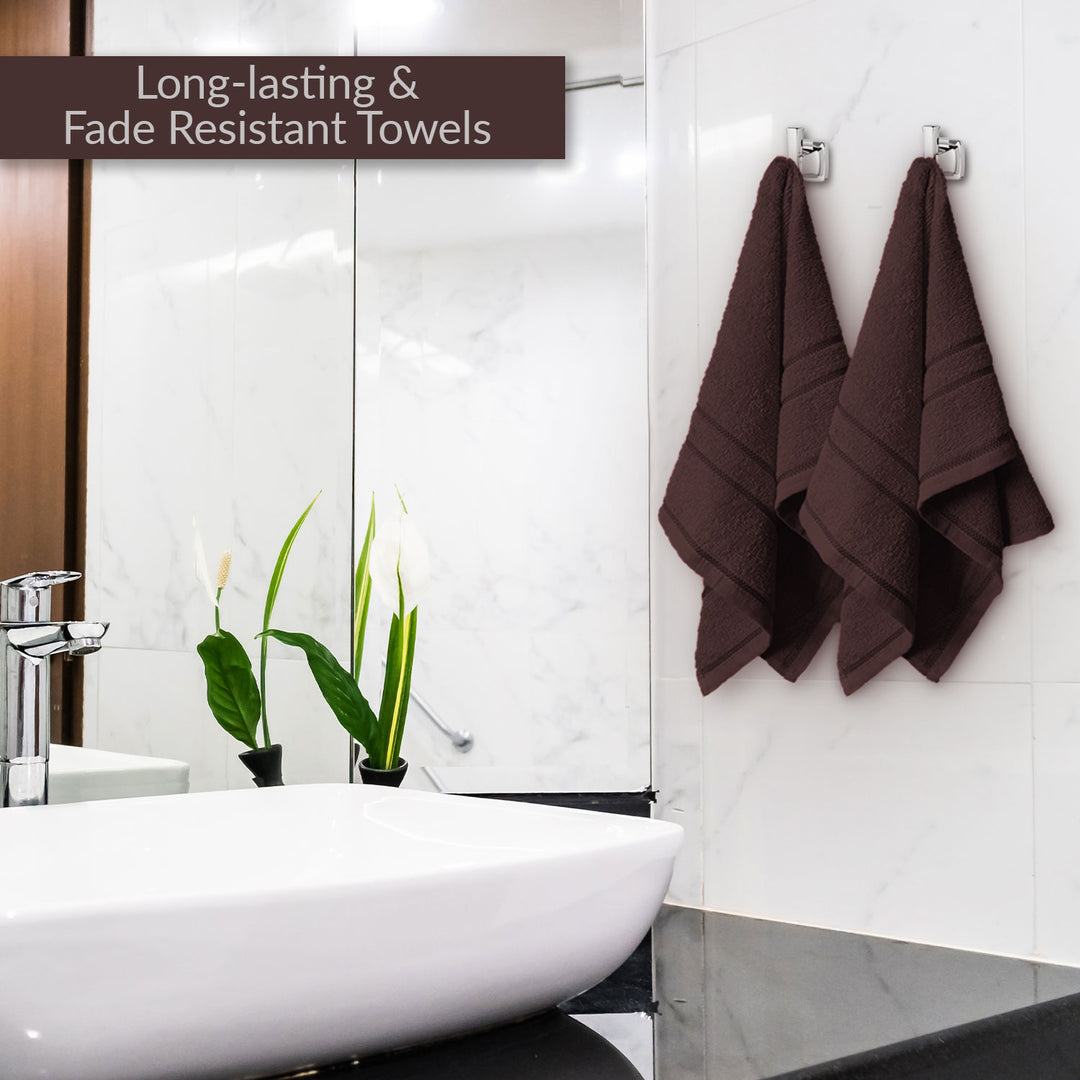 Brown Color 100% Cotton Hand Towel Set with 380 GSM