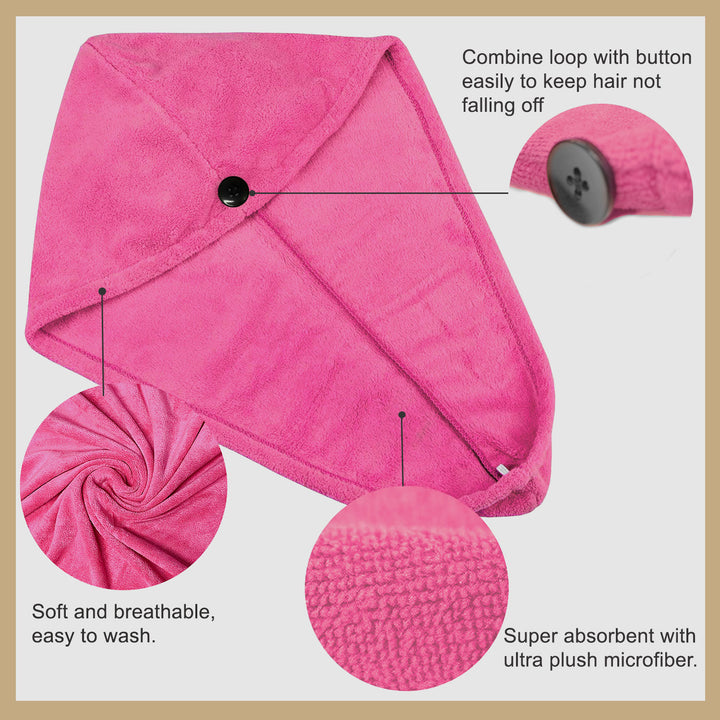 Pink Color ultra absorbent microfiber hair wrap Towel 