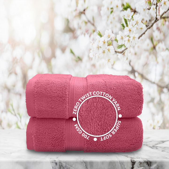 Pink Color Super Soft Zero Twist 100% Cotton Hand Towel with 700 GSM ( 100% Cotton, Zero-Twist Fabric, Protection Against Microbial Allergies, Highly Absorbent, Lint and Fade Resistant) 