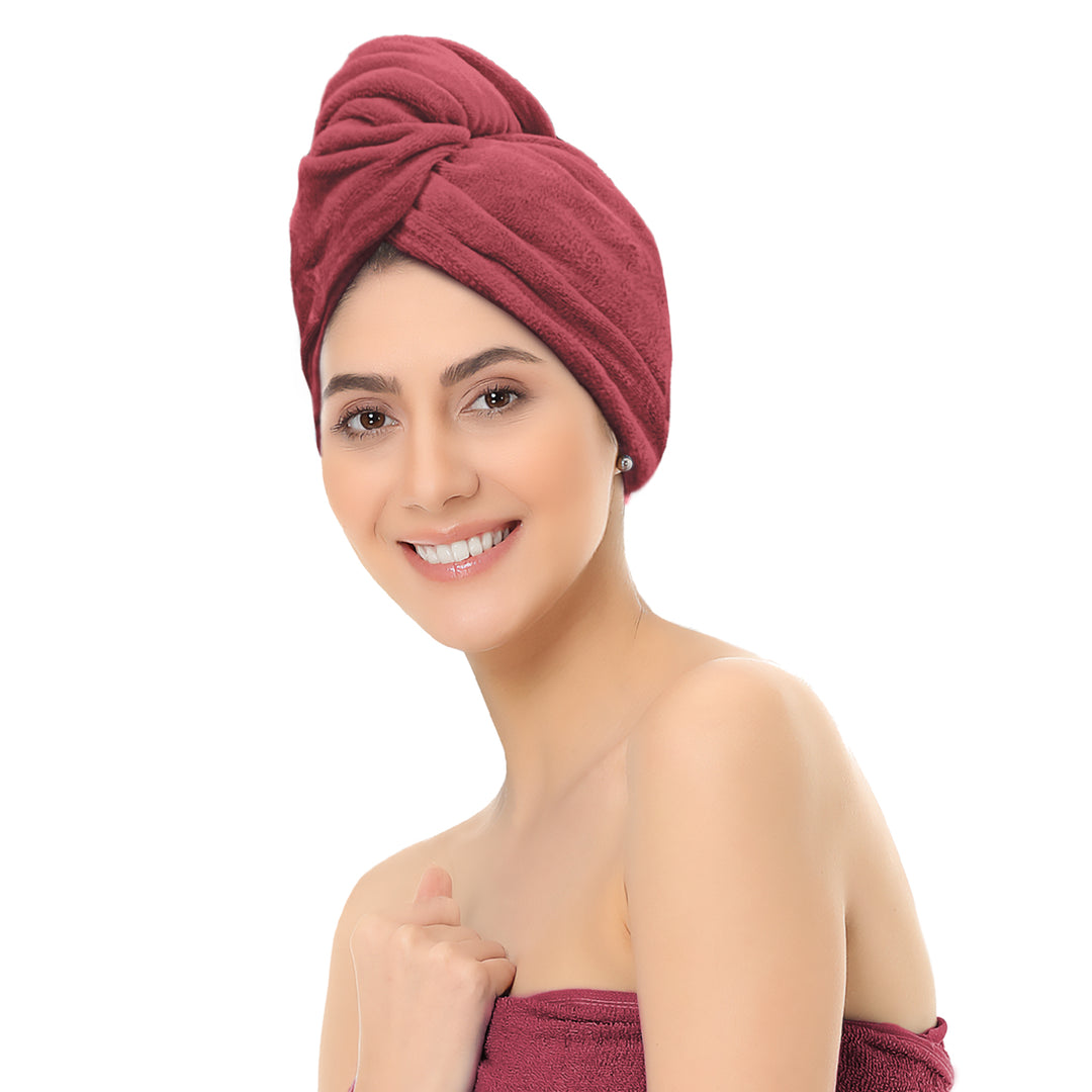 Crimson  Color ultra absorbent microfiber hair wrap Towel 