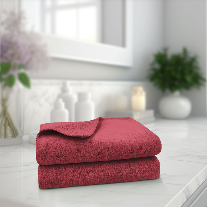 Red Color Ultra Soft microfiber Towel with 450 GSM (Ultra-soft microfiber, 450 GSM, Superior quality, Highly Absorbent, Luxuriously Soft, Wide usage range, Lint resistant, Multiple Size Variations)