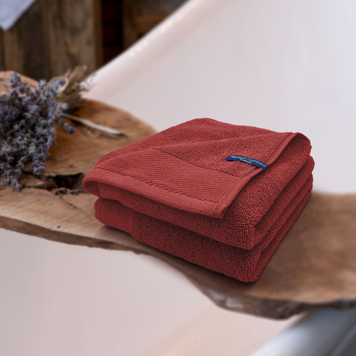 Red Color Combed Cotton Hand Towel with 650 GSM ( Premium Combed Cotton, High Absorbency, Durable and Long Lasting, Machine Washable)