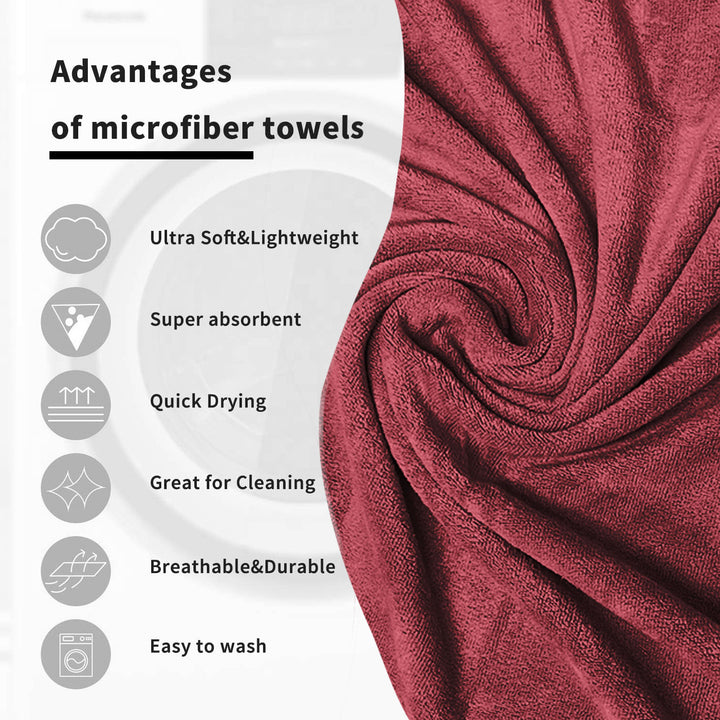 Red Color Ultra Soft microfiber Towel with 450 GSM (Ultra-soft microfiber, 450 GSM, Superior quality, Highly Absorbent, Luxuriously Soft, Wide usage range, Lint resistant, Multiple Size Variations)