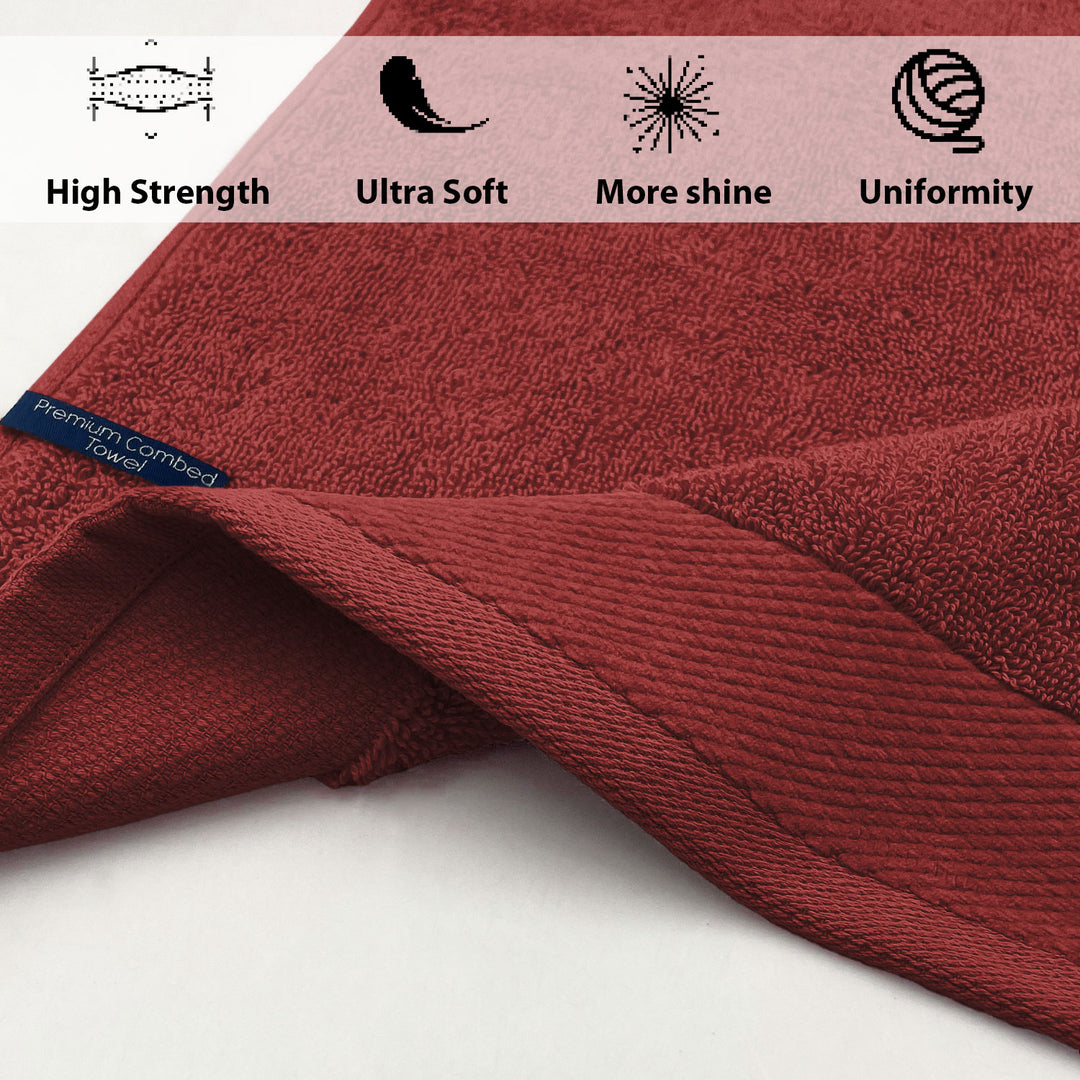 Red Color Combed Cotton Towel with 650 GSM ( Premium Combed Cotton, High Absorbency, Durable and Long Lasting, Machine Washable)