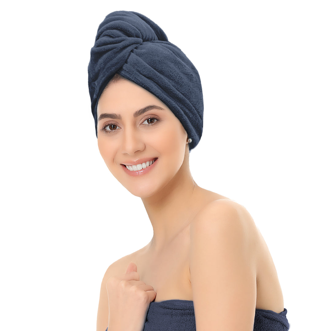 Denim  Color ultra absorbent microfiber hair wrap Towel 