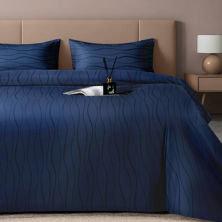 Artemis Italian Jacquard Weave Sateen Cotton Bedsheet- 400 TC (Wave Design)