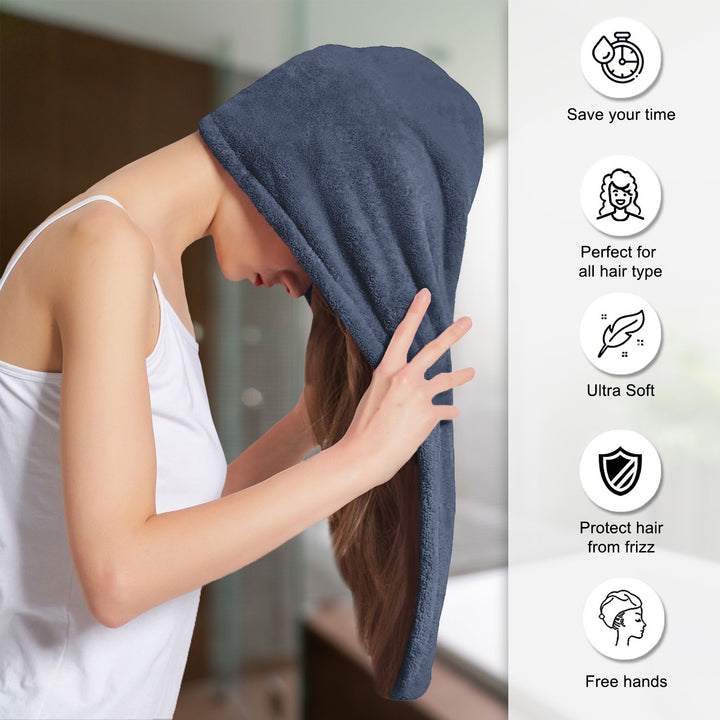 Features of ultra absorbent microfiber hair wrap Towel 