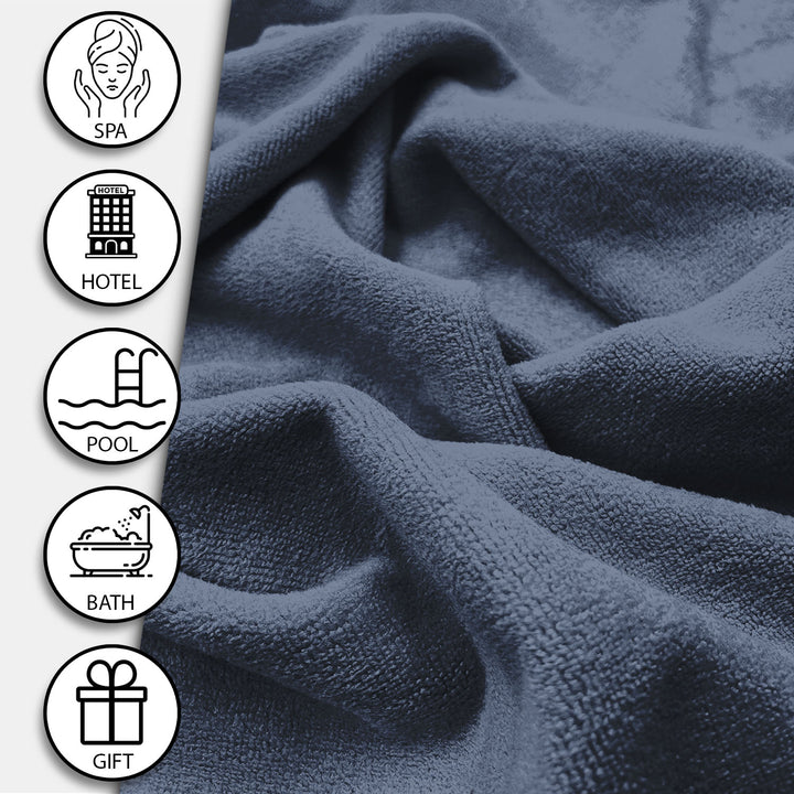 Blue-Grey Color Ultra Soft microfiber Towel with 450 GSM (Ultra-soft microfiber, 450 GSM, Superior quality, Highly Absorbent, Luxuriously Soft, Wide usage range, Lint resistant, Multiple Size Variations)