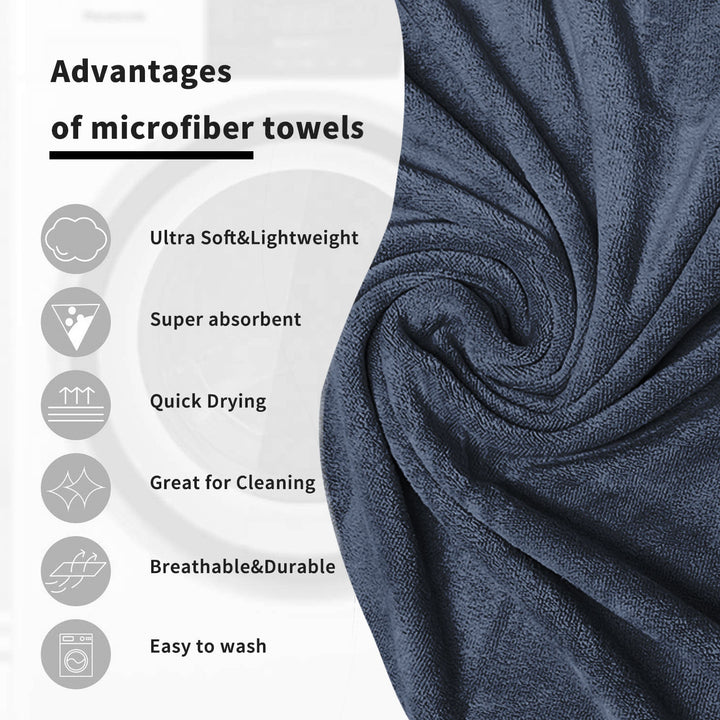 Denim Color Microfiber Towel Gift Set with 450 GSM ( Superior quality, Highly absorbent, Luxurious Soft, Ultra Soft etc) 