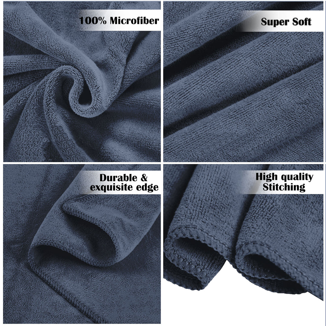 Blue - Grey Color Ultra Soft microfiber Towel with 450 GSM (Ultra-soft microfiber, 450 GSM, Superior quality, Highly Absorbent, Luxuriously Soft, Wide usage range, Lint resistant, Multiple Size Variations)