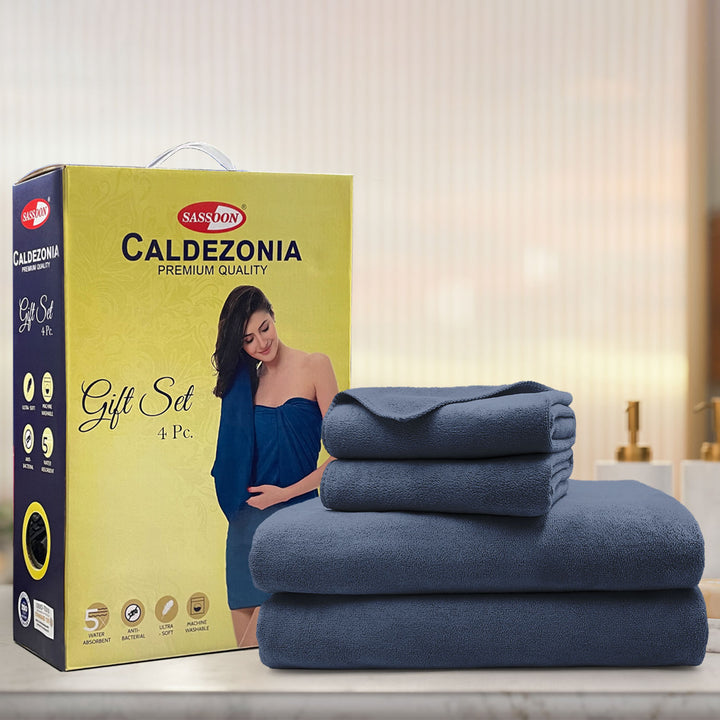 Denim Color Microfiber Towel Gift Set with 450 GSM ( Superior quality, Highly absorbent, Luxurious Soft, Ultra Soft etc) 
