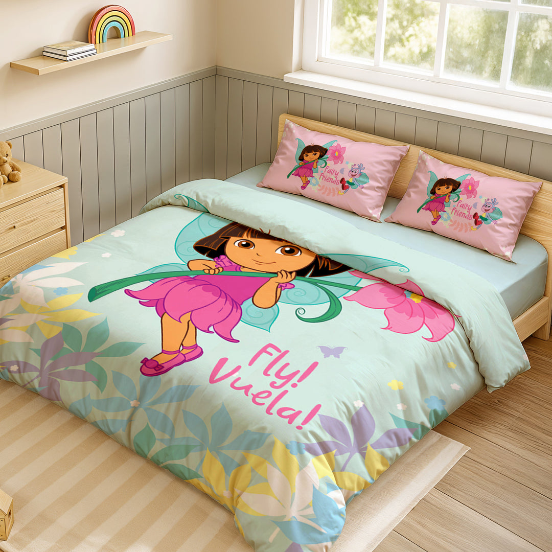 Dora Digital Printed 300TC Cotton Bedsheet (Fly)