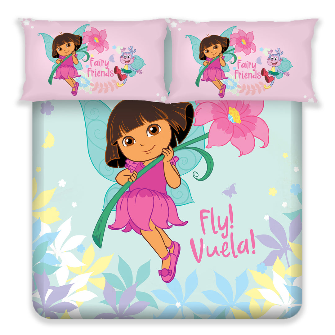 Dora Kids Double Bedsheet & Cushion Combo