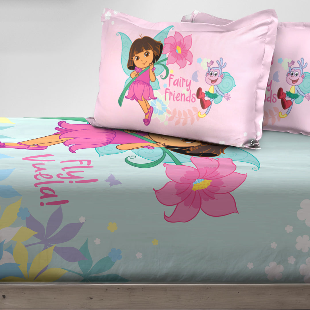 Dora Digital Printed Cotton Bedsheet with 2 Pillow Covers in 300TC (Fly)