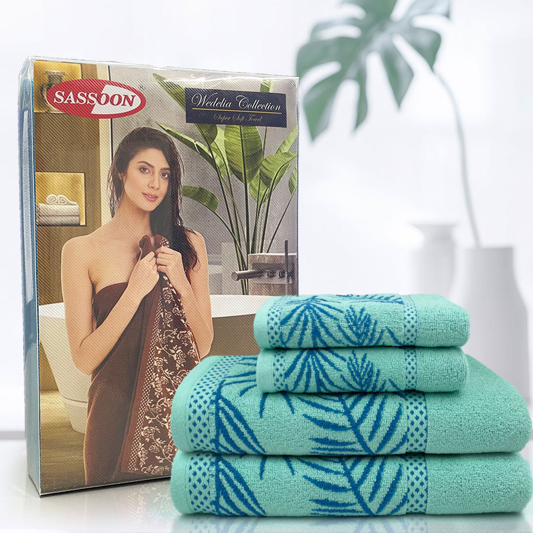 Sky Blue Color Super Soft Zero Twist 100% Cotton Towel Set with 380 GSM ( 100% Cotton, Zero-Twist Fabric, Protection Against Mircrobial Allergies, Highly Absorbent, Lint and Fade Resistant)