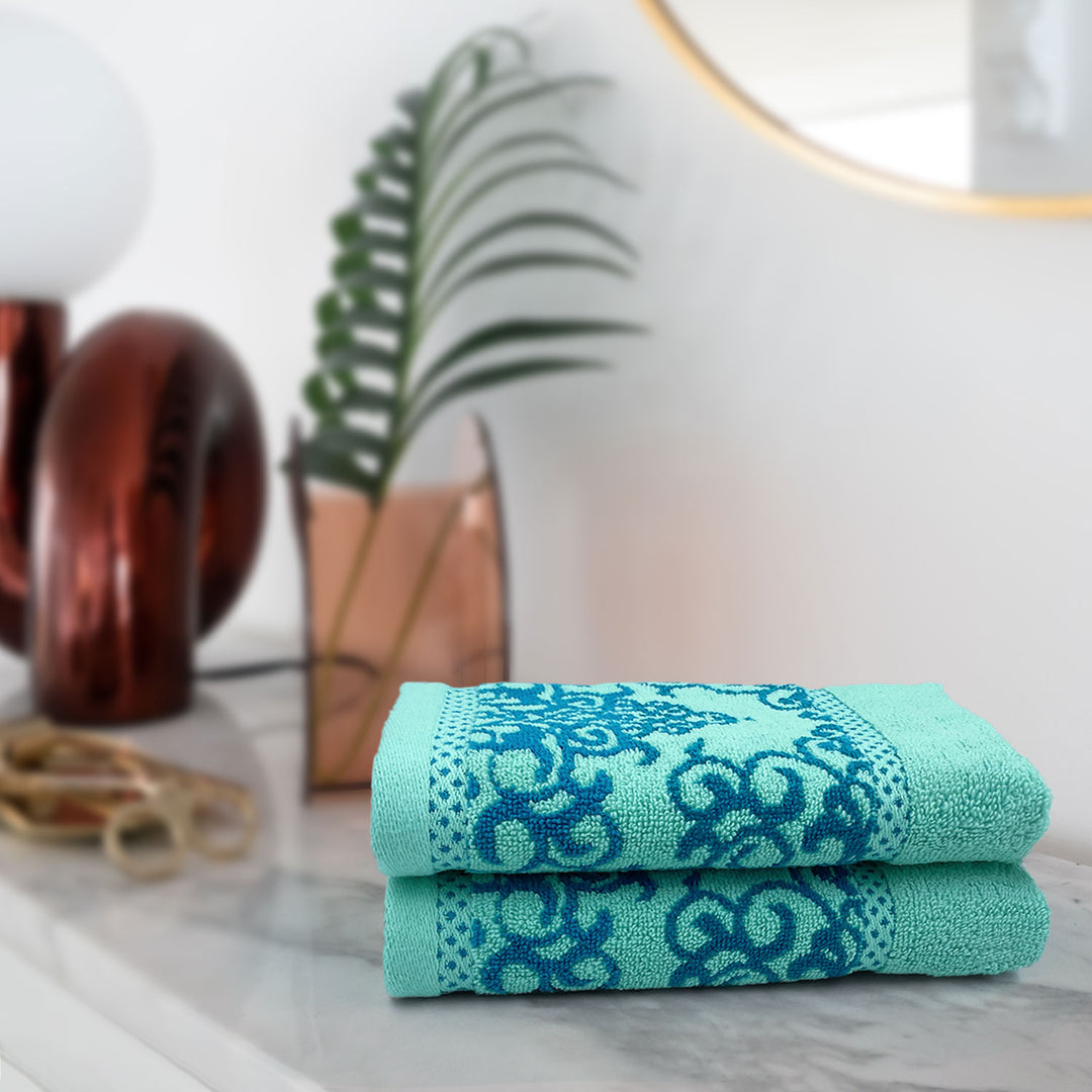 Sky Blue Color Zero Twist 100% Cotton Towel Set with 380 GSM ( 100% Cotton, Zero-Twist Fabric, Protection Against Microbial Allergies, Highly Absorbent, Lint and Fade Resistant)