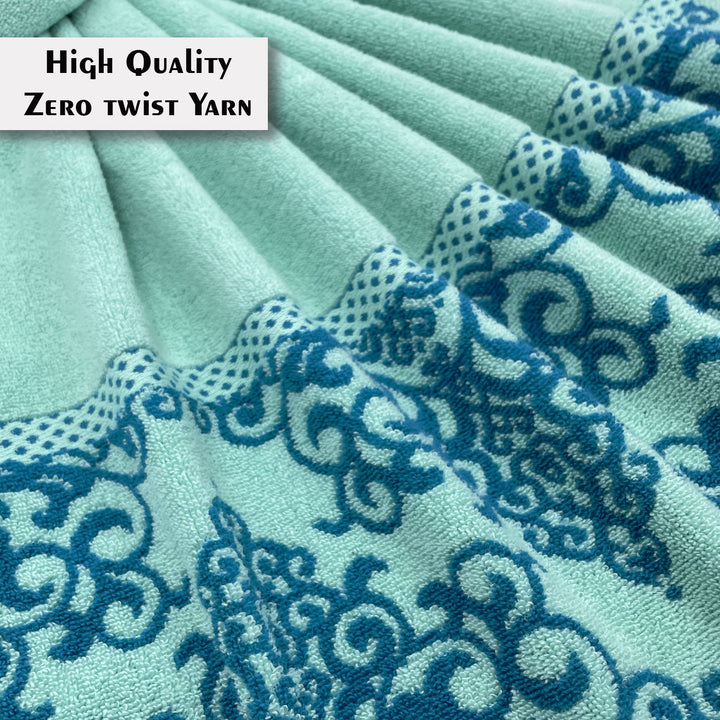 Blue Color Zero Twist 100% Cotton Towel with 380 GSM ( 100% Cotton, Zero-Twist Fabric, Protection Against Microbial Allergies, Highly Absorbent, Lint and Fade Resistant)