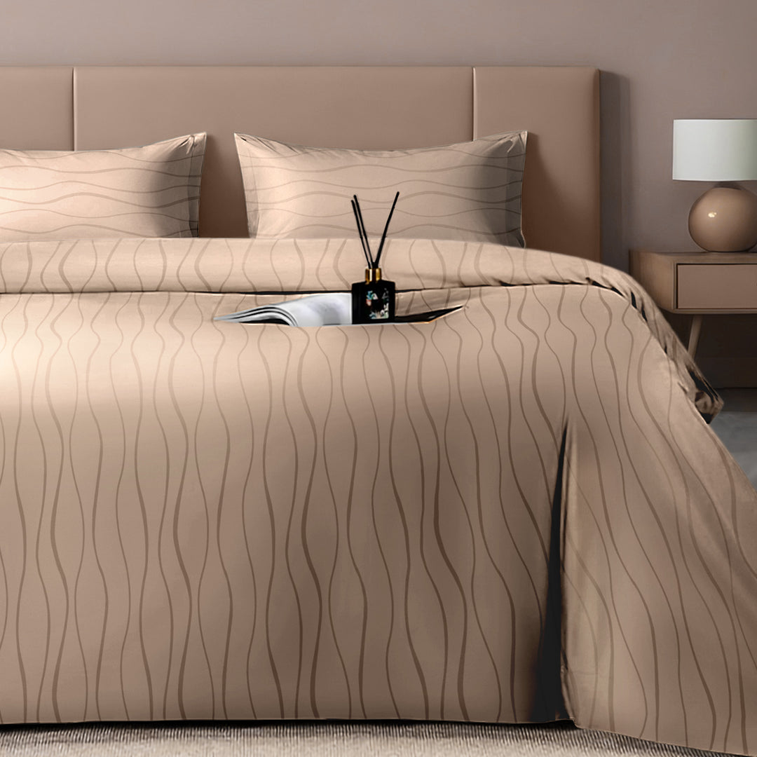 Artemis Italian Jacquard Weave Sateen Cotton Bedsheet- 400 TC (Wave Design)