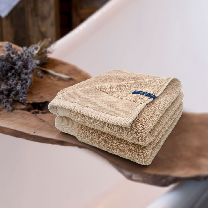 Beige Color Combed Cotton Hand Towel with 650 GSM ( Premium Combed Cotton, High Absorbency, Durable and Long Lasting, Machine Washable)