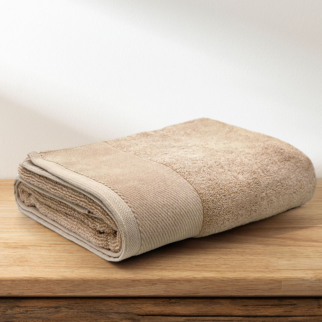 Beige Color Combed Cotton Towel with 650 GSM ( Premium Combed Cotton, High Absorbency, Durable and Long Lasting, Machine Washable)