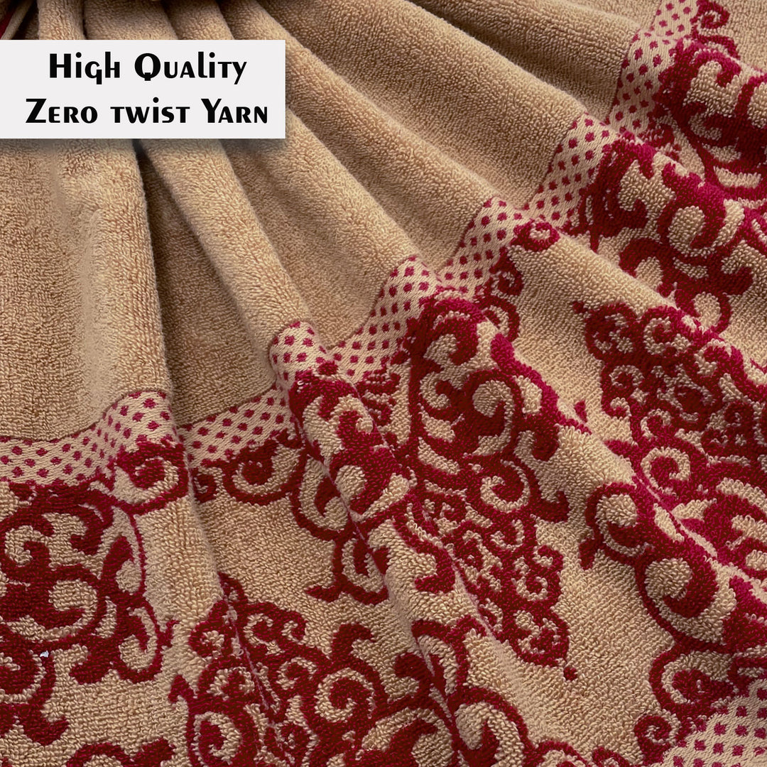 Beige Color Zero Twist 100% Cotton Towel with 380 GSM ( 100% Cotton, Zero-Twist Fabric, Protection Against Microbial Allergies, Highly Absorbent, Lint and Fade Resistant)