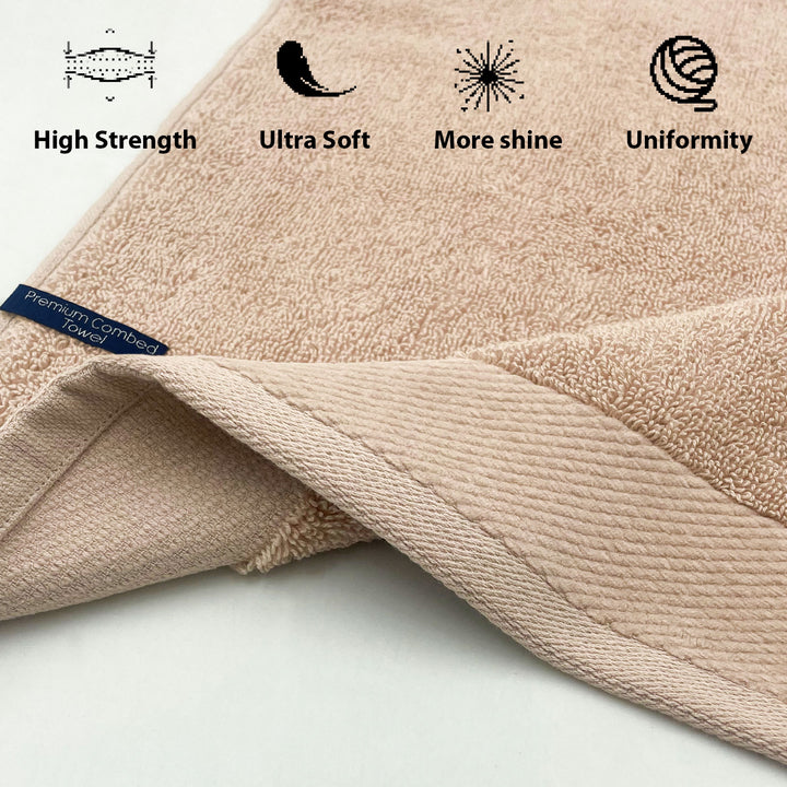 Beige Color Combed Cotton Towel with 650 GSM ( Premium Combed Cotton, High Absorbency, Durable and Long Lasting, Machine Washable)