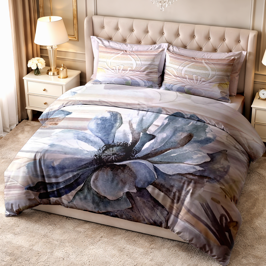 Wedelia Super King Digital Printed Bedsheet - 500 TC