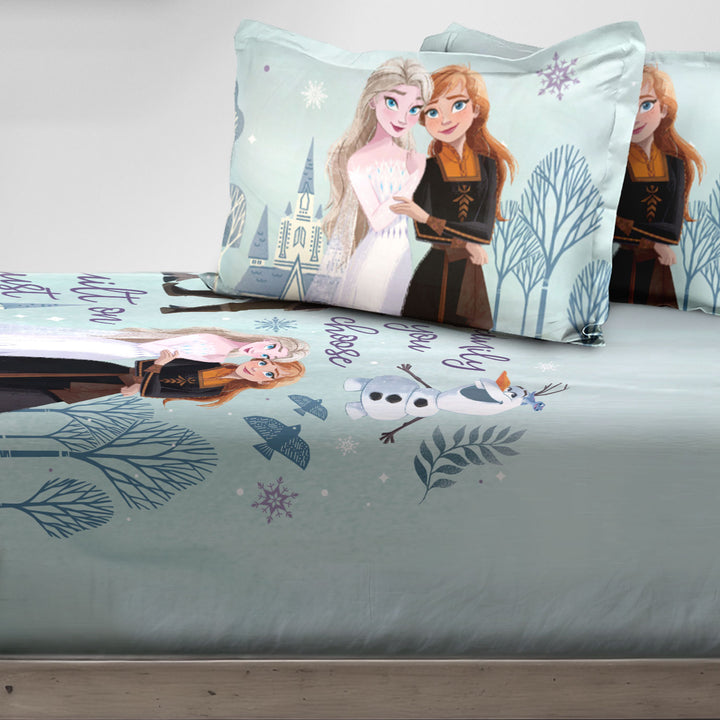 Disney Frozen Sisters Digital Printed Cotton Bedsheet with 2 Pillow Covers in 300TC