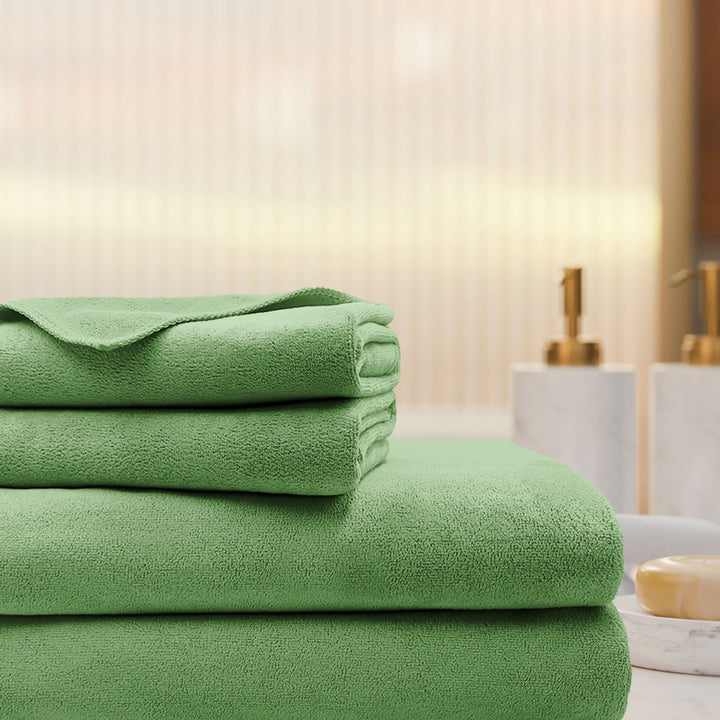 Green Color Microfiber Towel Gift Set with 450 GSM ( Superior quality, Highly absorbent, Luxurious Soft, Ultra Soft etc) 