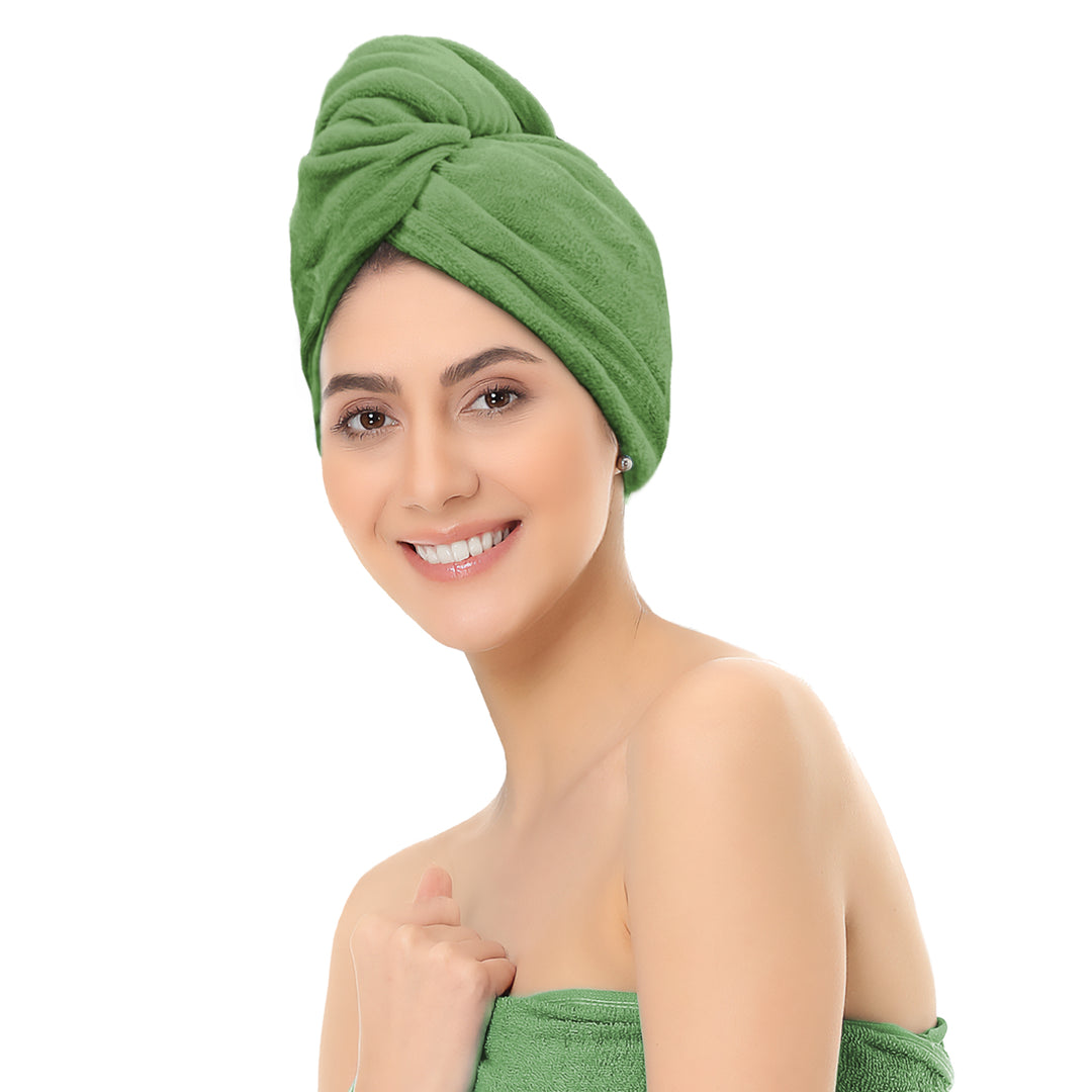 Green  Color ultra absorbent microfiber hair wrap Towel 