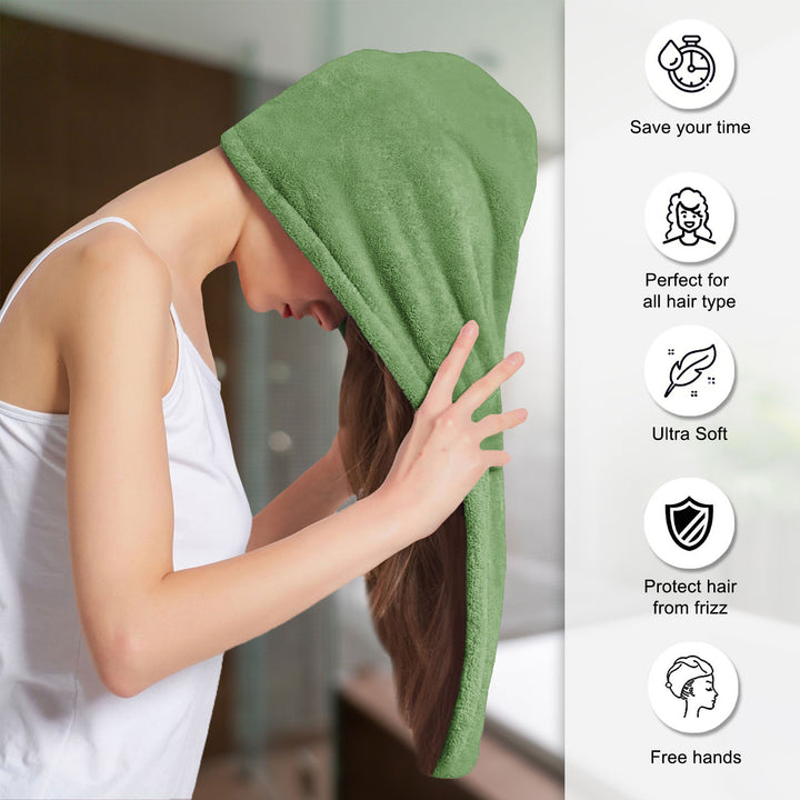 Features of ultra absorbent microfiber hair wrap Towel 