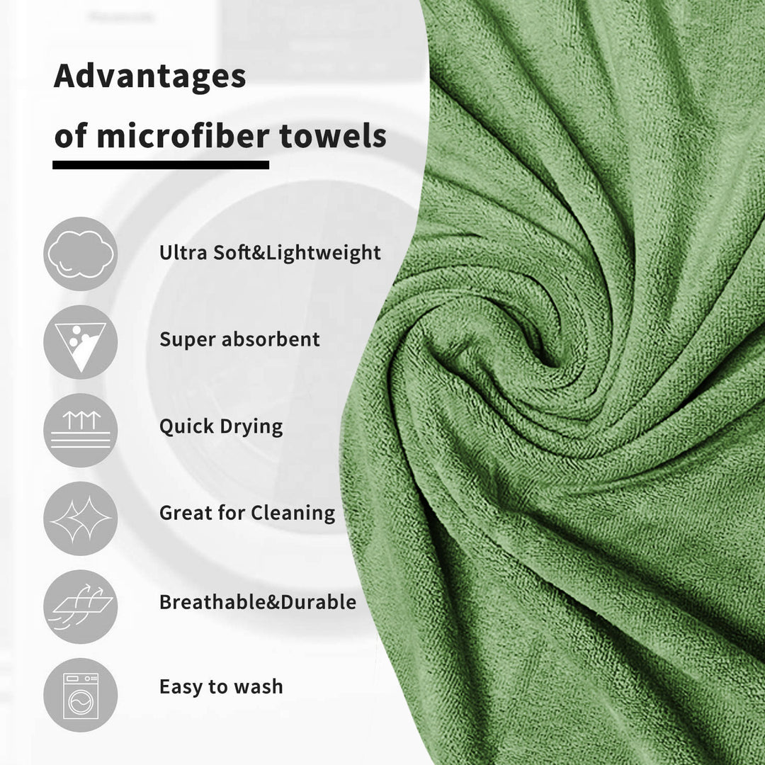 Green Color Ultra Soft microfiber Towel with 450 GSM (Ultra-soft microfiber, 450 GSM, Superior quality, Highly Absorbent, Luxuriously Soft, Wide usage range, Lint resistant, Multiple Size Variations)