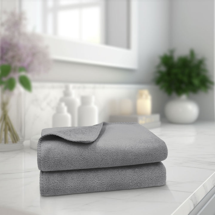 Grey Color Ultra Soft microfiber Towel with 450 GSM (Ultra-soft microfiber, 450 GSM, Superior quality, Highly Absorbent, Luxuriously Soft, Wide usage range, Lint resistant, Multiple Size Variations)