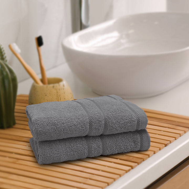 Grey Color 100% Cotton Hand Towel Set with 380 GSM