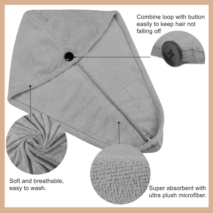 Grey Color ultra absorbent microfiber hair wrap Towel 