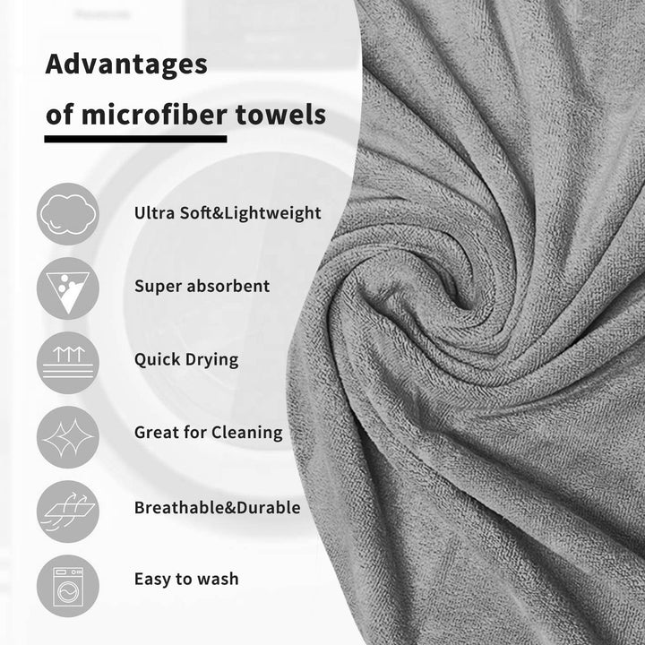 Grey Color Ultra Soft microfiber Towel with 450 GSM (Ultra-soft microfiber, 450 GSM, Superior quality, Highly Absorbent, Luxuriously Soft, Wide usage range, Lint resistant, Multiple Size Variations)