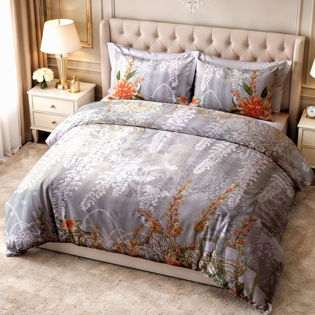 Wedelia Super King Digital Printed Bedsheet - 500 TC