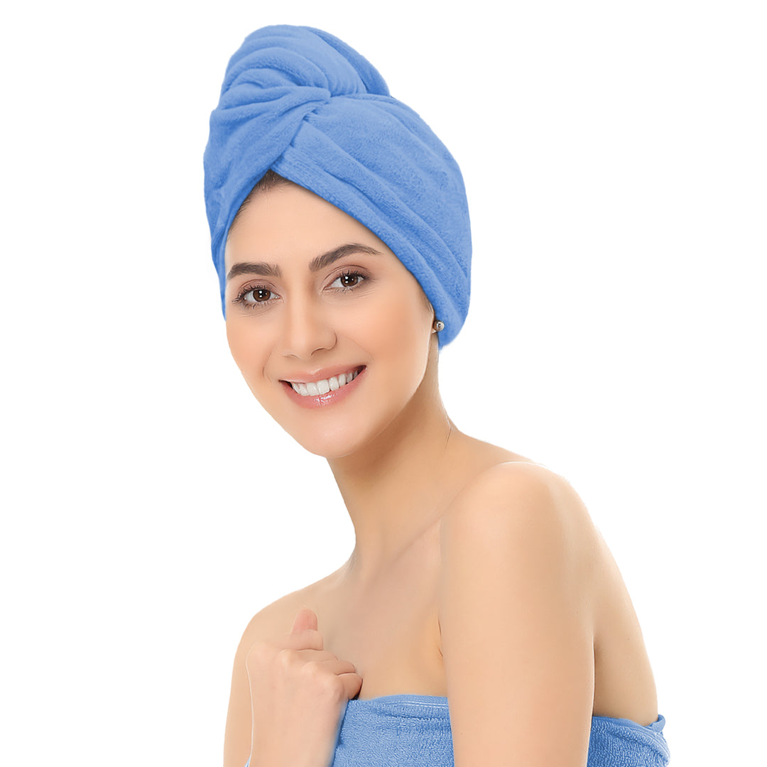 Blue  Color ultra absorbent microfiber hair wrap Towel 